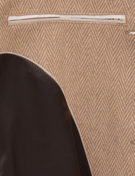 Kahverengi Yün Karışımlı Balıksırtı Palto - 50312684023