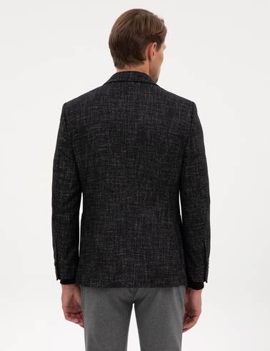 Siyah Ex. Slim Fit Yün Karışımlı Ceket