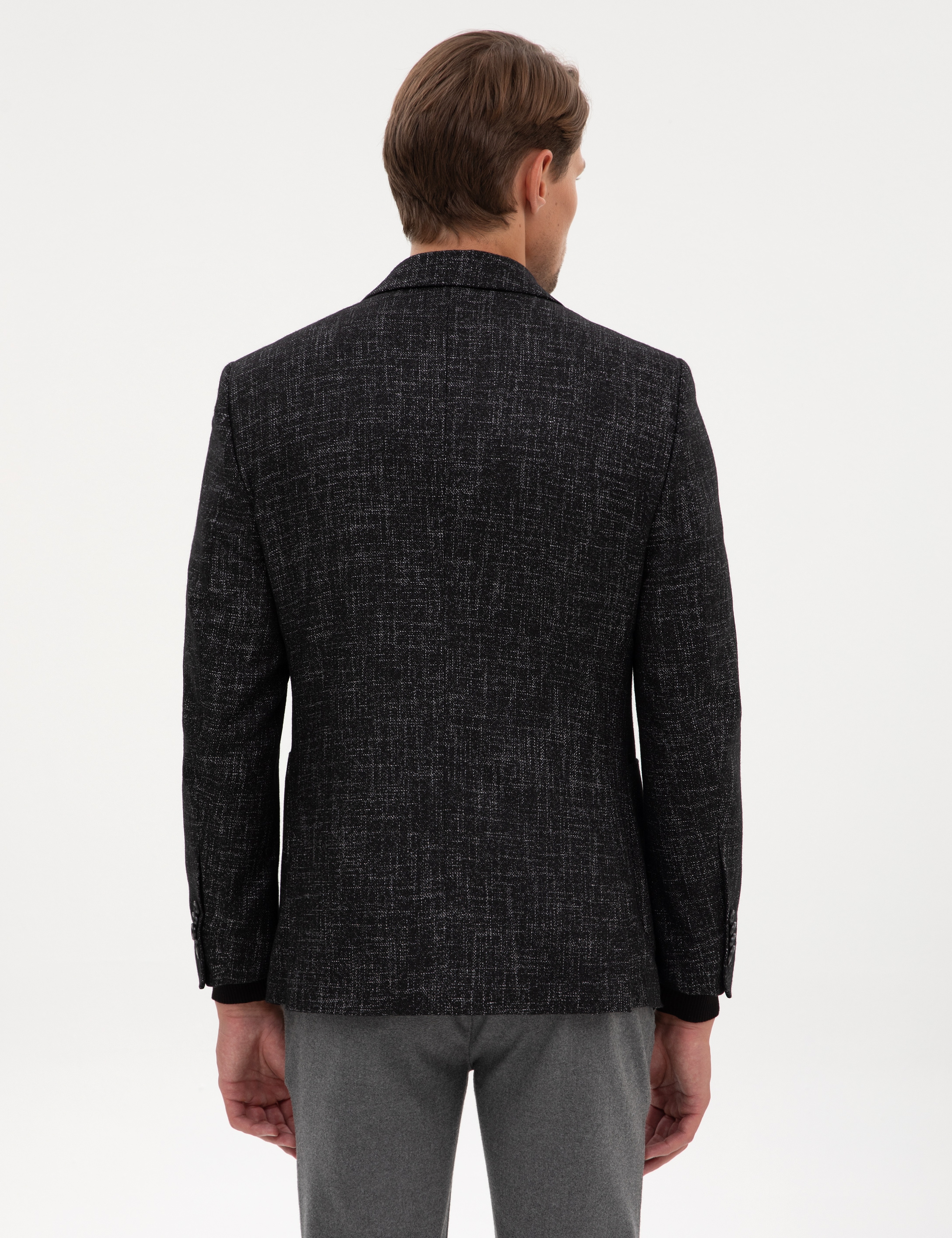 Siyah Ex. Slim Fit Yün Karışımlı Ceket