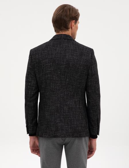 Siyah Ex. Slim Fit Yün Karışımlı Ceket - 50311204080