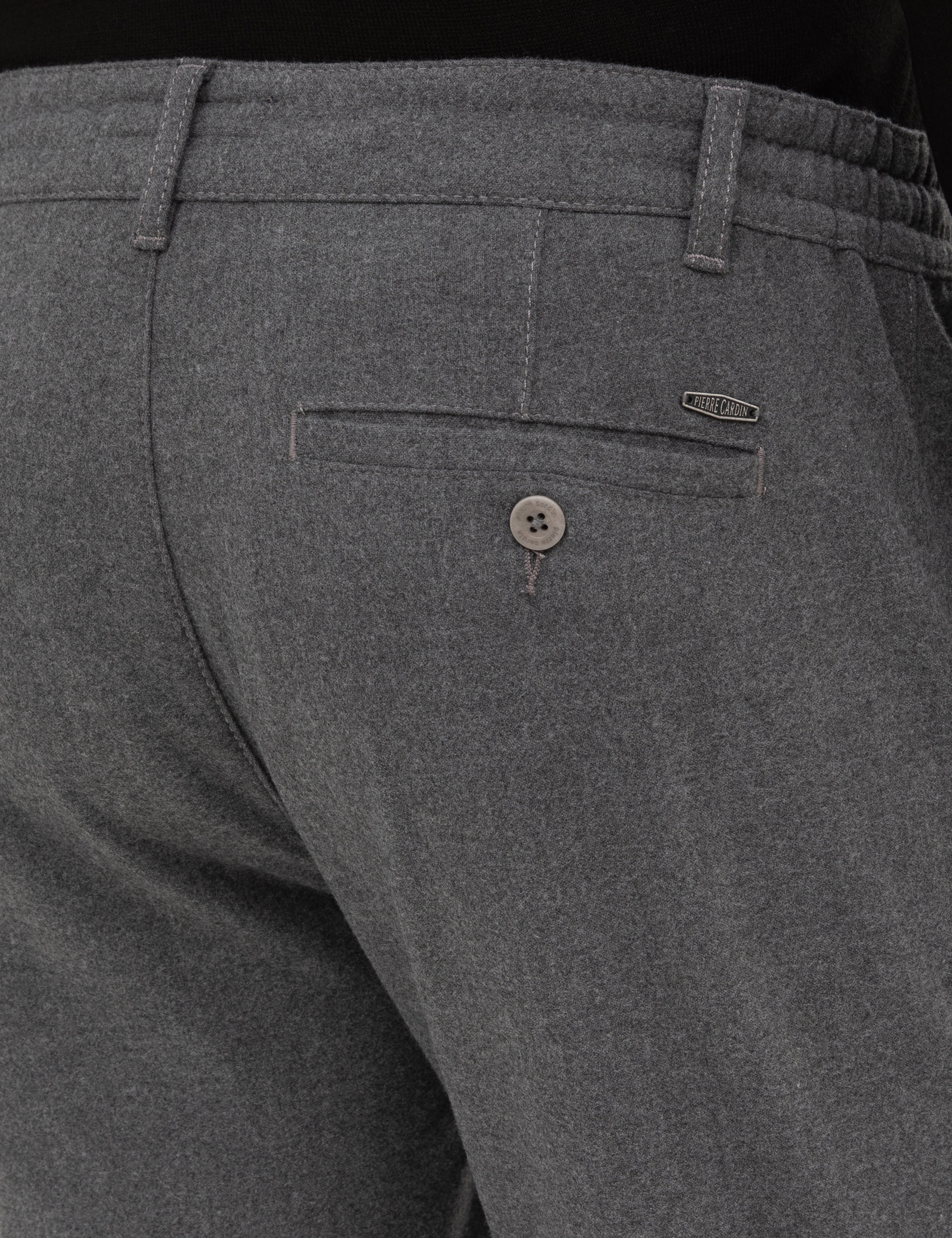 Gri Slim Fit Beli Lastikli Kordonlu Kanvas Pantolon