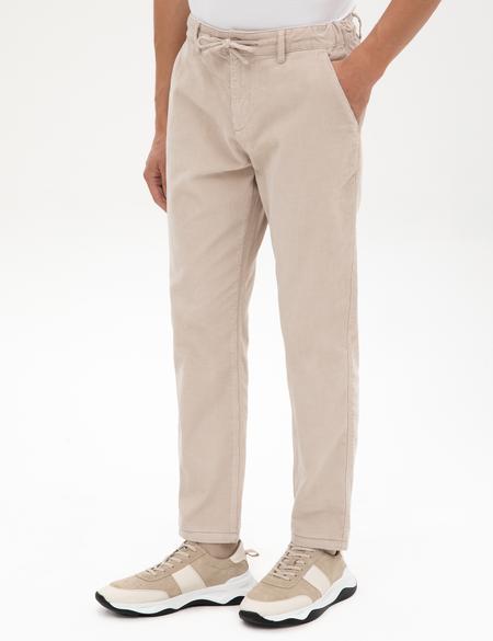 Bej Carrot Fit Beli Lastikli Kordonlu Kanvas Pantolon - 50315294028