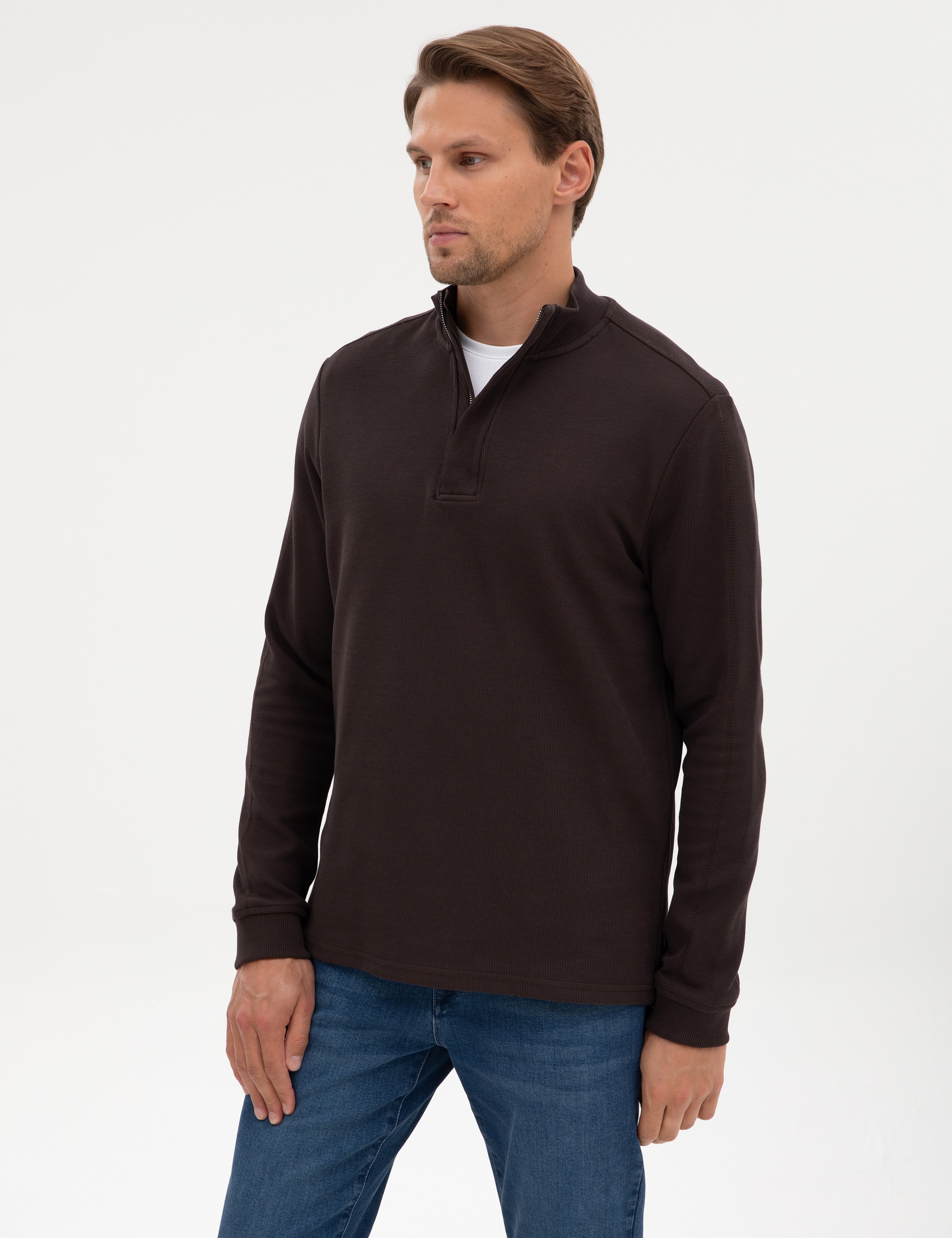 Koyu Kahverengi Regular Fit Sweatshirt