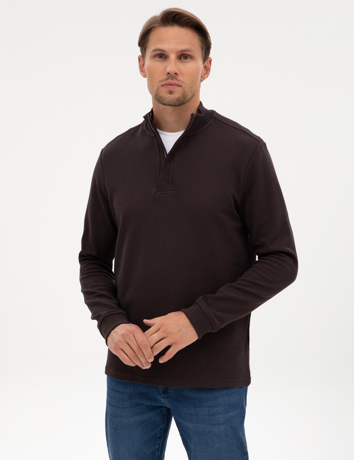 Koyu Kahverengi Regular Fit Sweatshirt