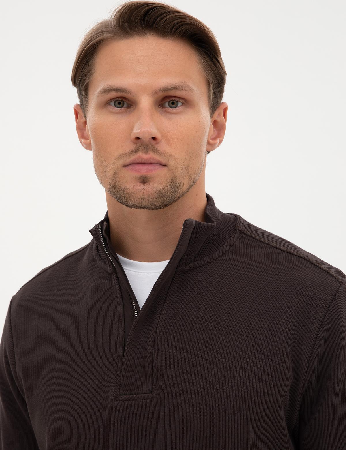 Koyu Kahverengi Regular Fit Sweatshirt - 50309343036