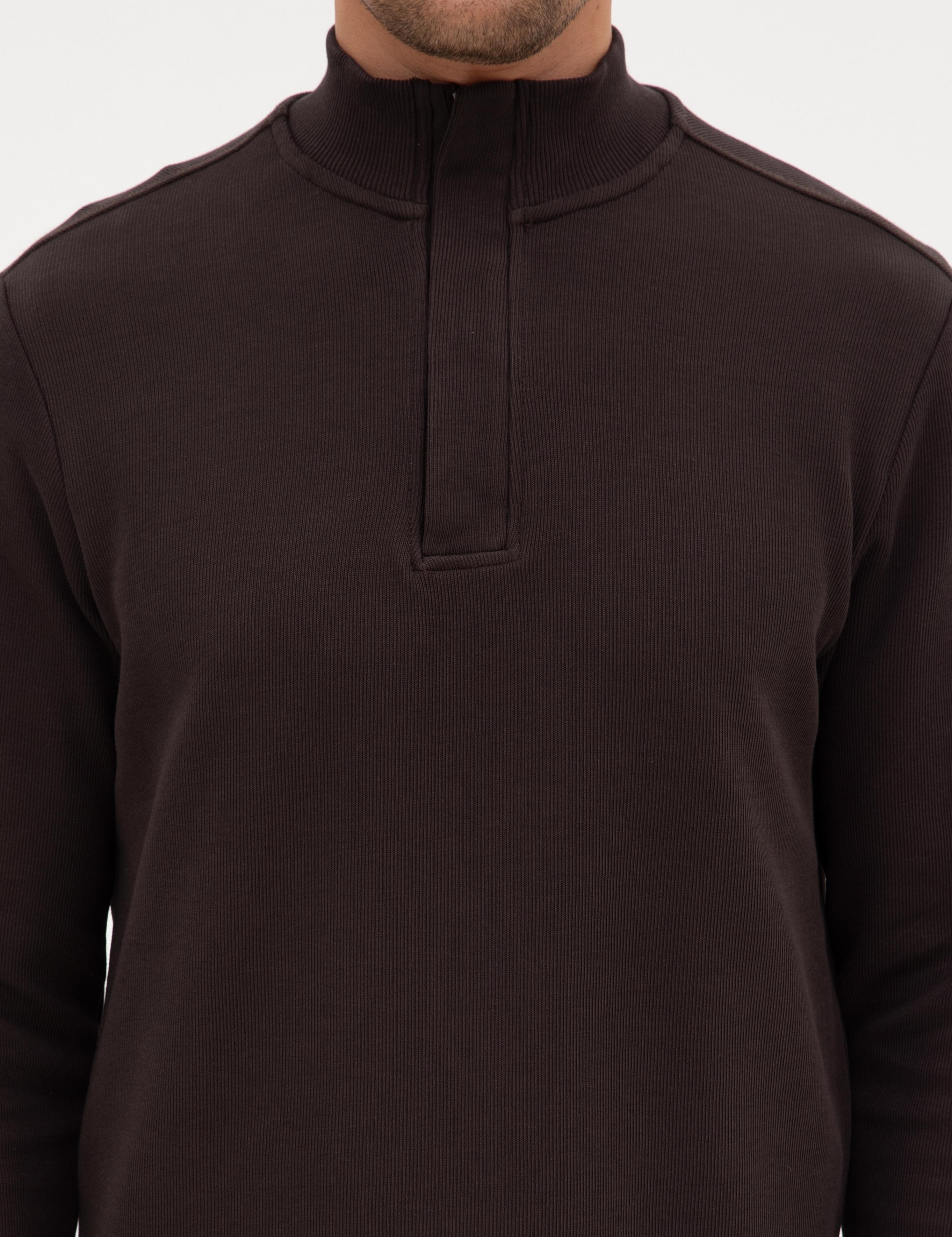 Koyu Kahverengi Regular Fit Sweatshirt