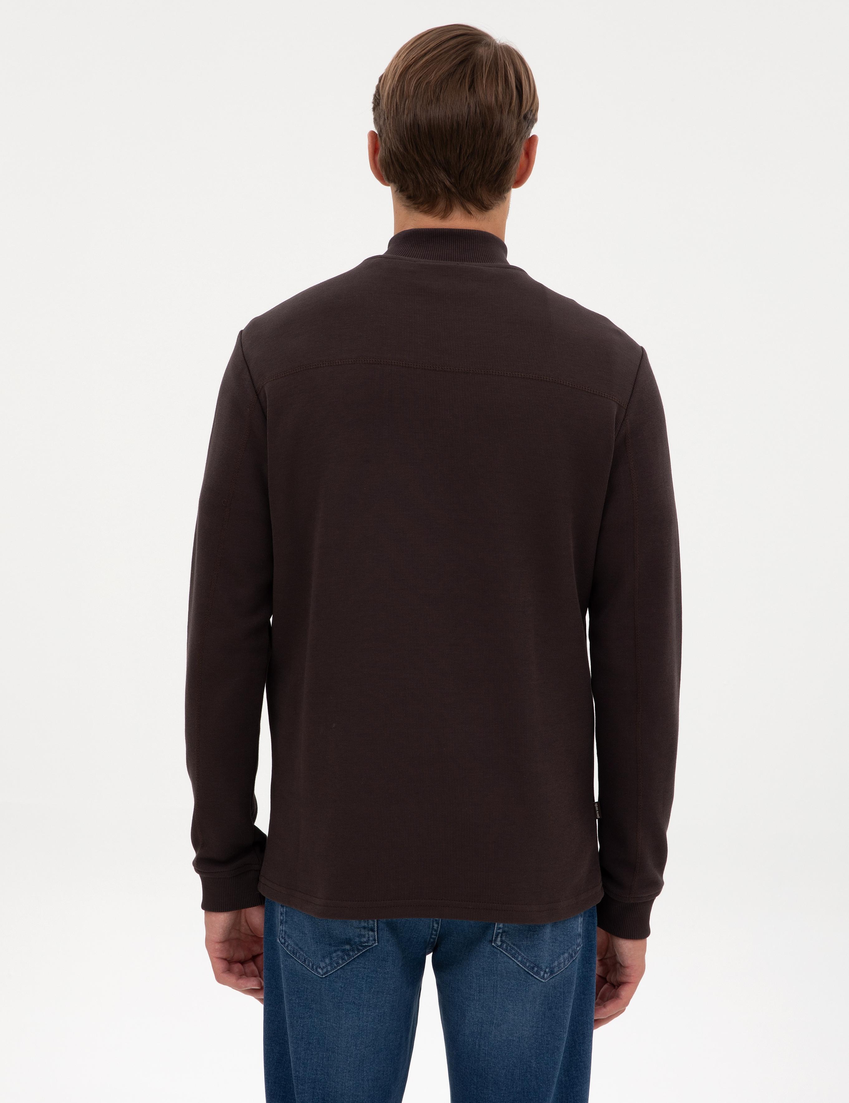 Koyu Kahverengi Regular Fit Sweatshirt