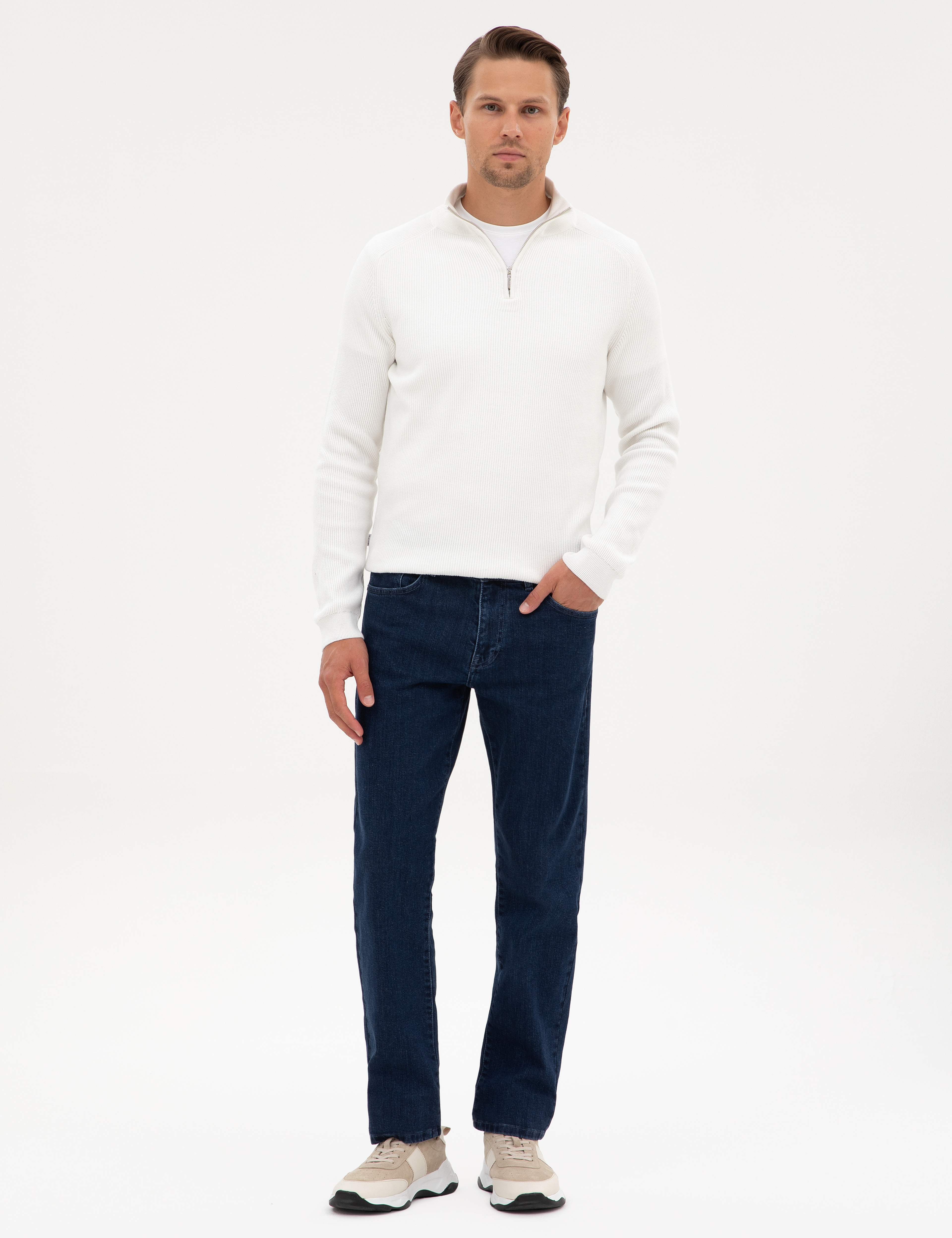 Lacivert Straight Fit Jean Pantolon
