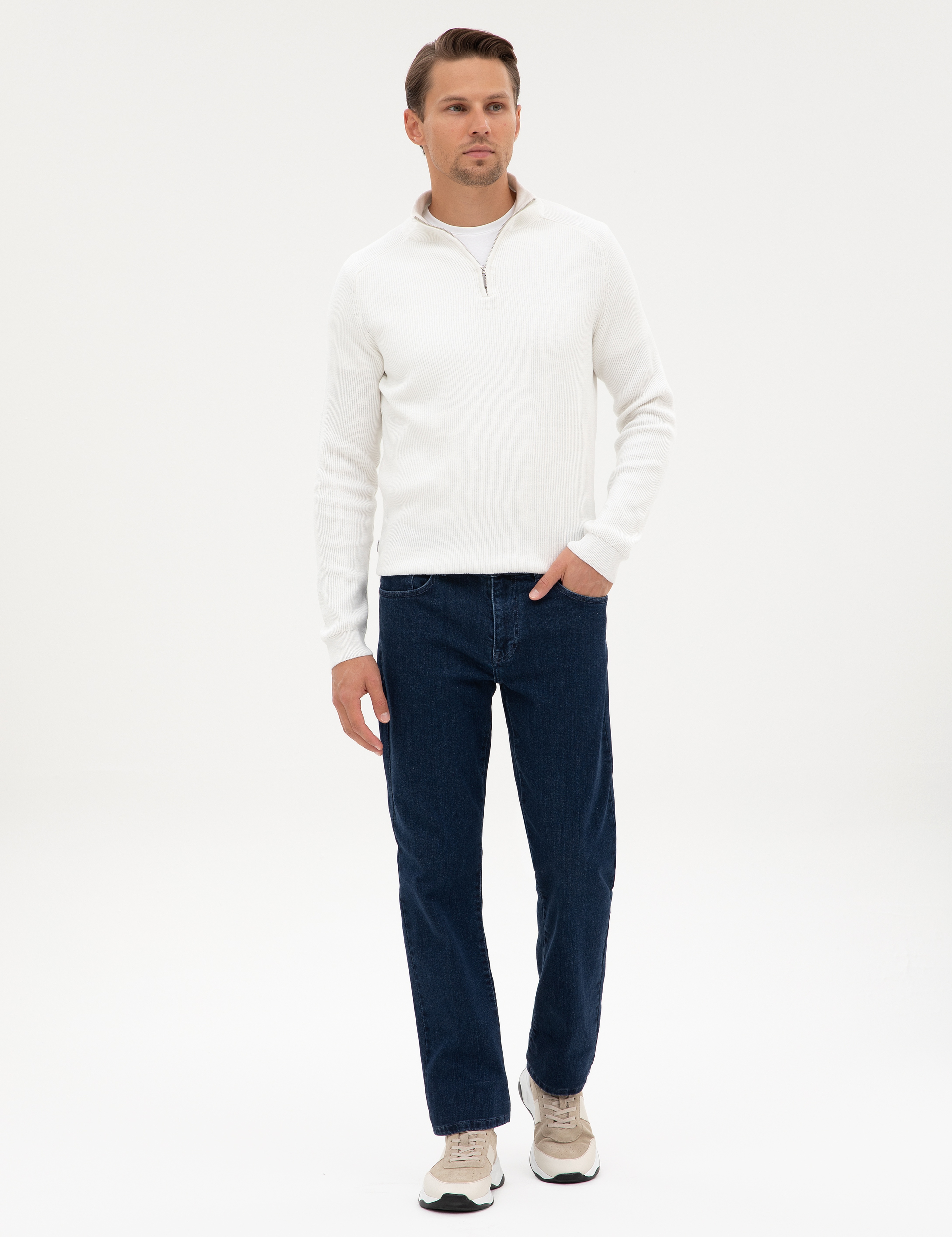Lacivert Straight Fit Jean Pantolon - Image 3