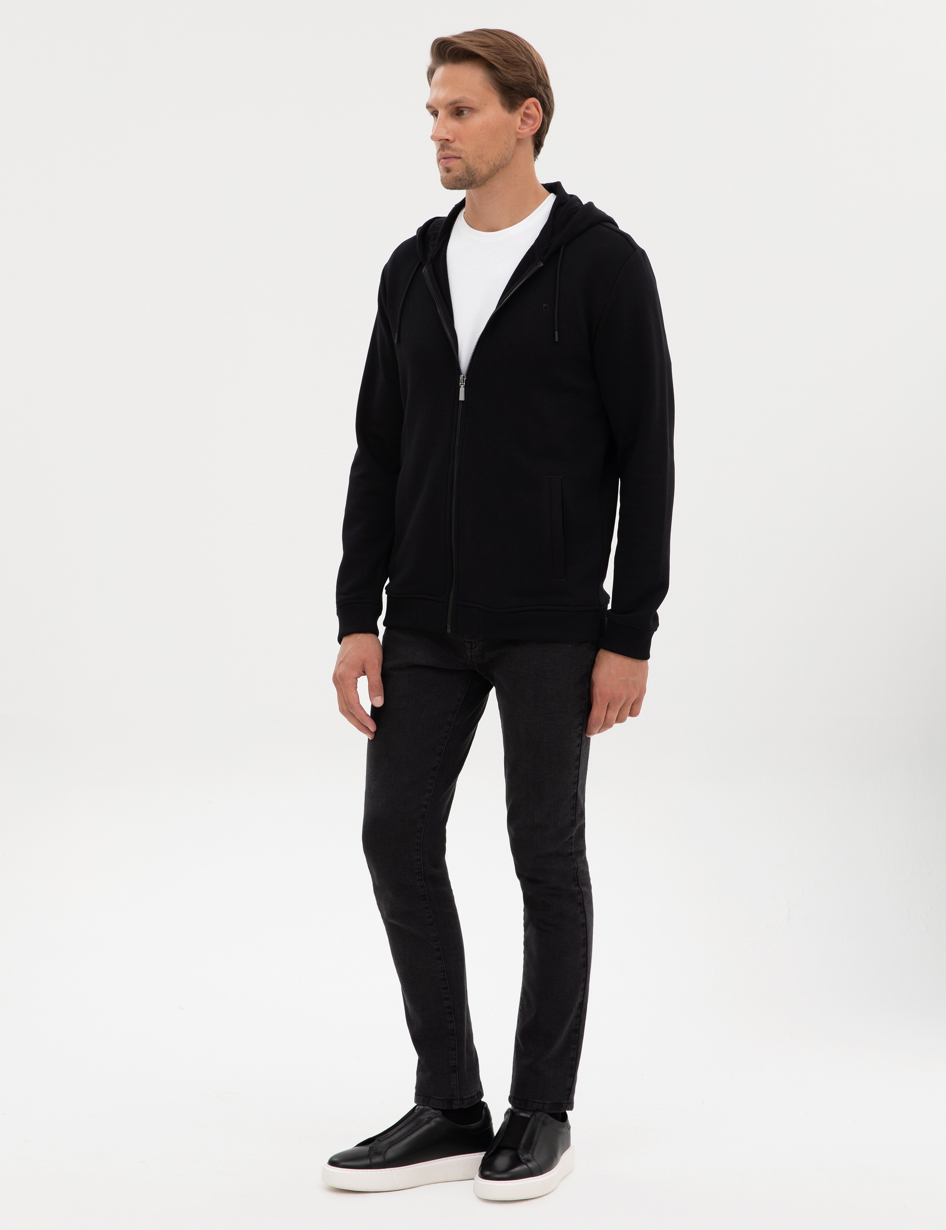 Siyah Regular Fit Örme Hırka - Image 4
