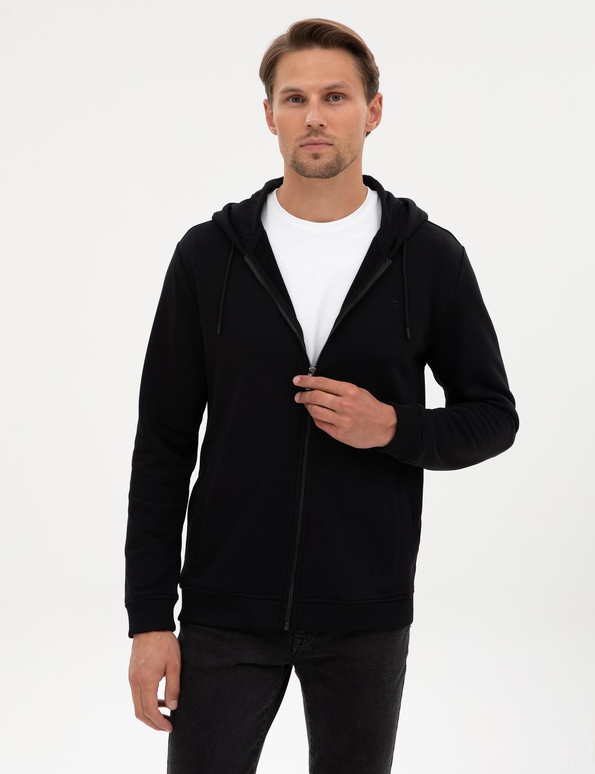 Siyah Regular Fit Örme Hırka