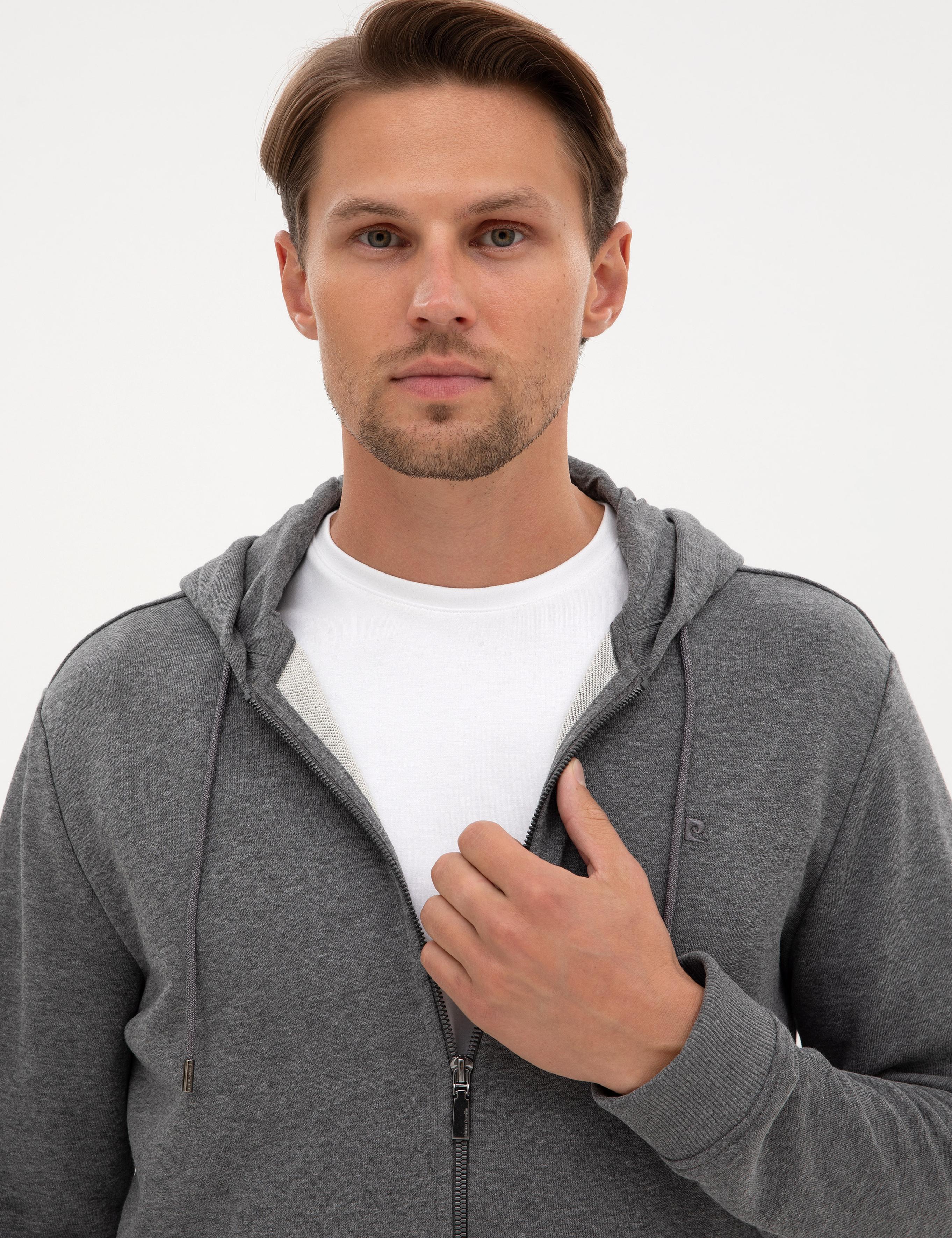 Antrasit Melanj Regular Fit Örme Hırka