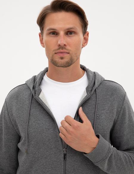 Antrasit Melanj Regular Fit Örme Hırka - 50317656015