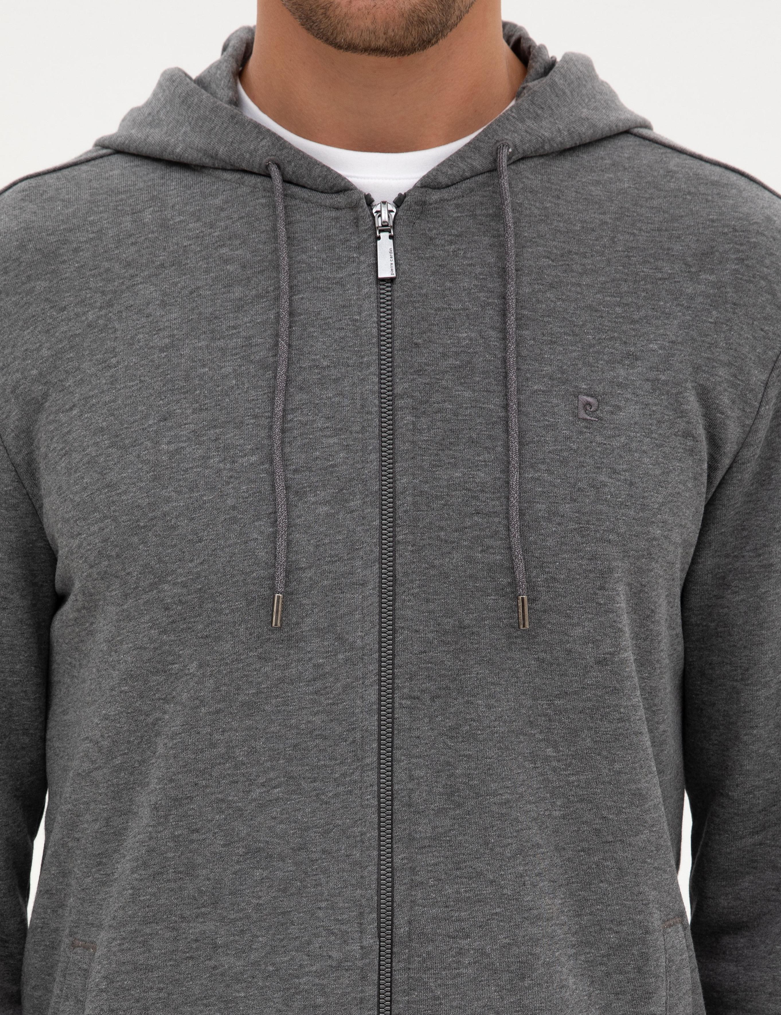 Antrasit Melanj Regular Fit Örme Hırka