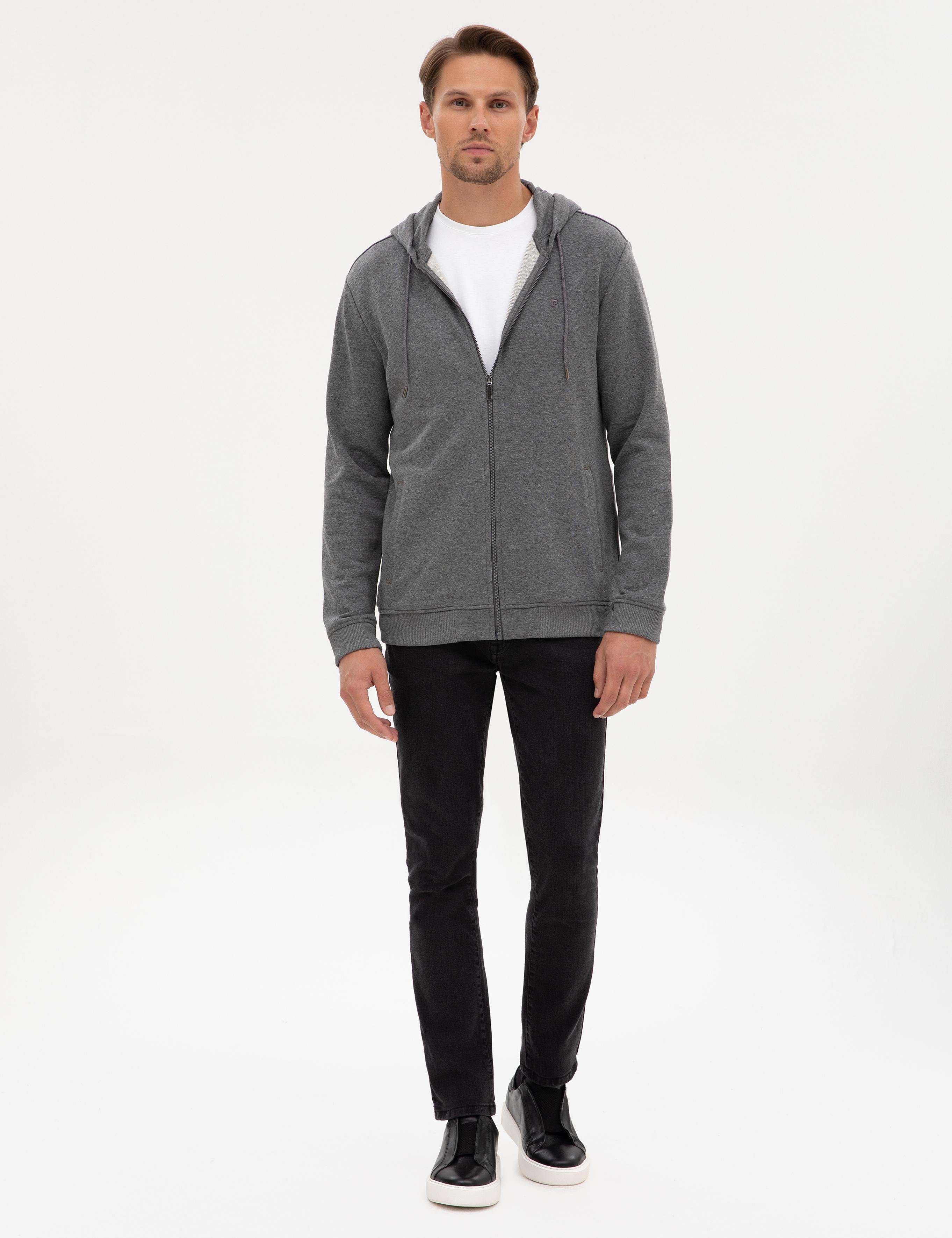 Antrasit Melanj Regular Fit Örme Hırka