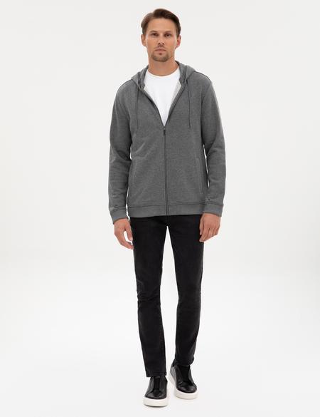 Antrasit Melanj Regular Fit Örme Hırka - 50317656015