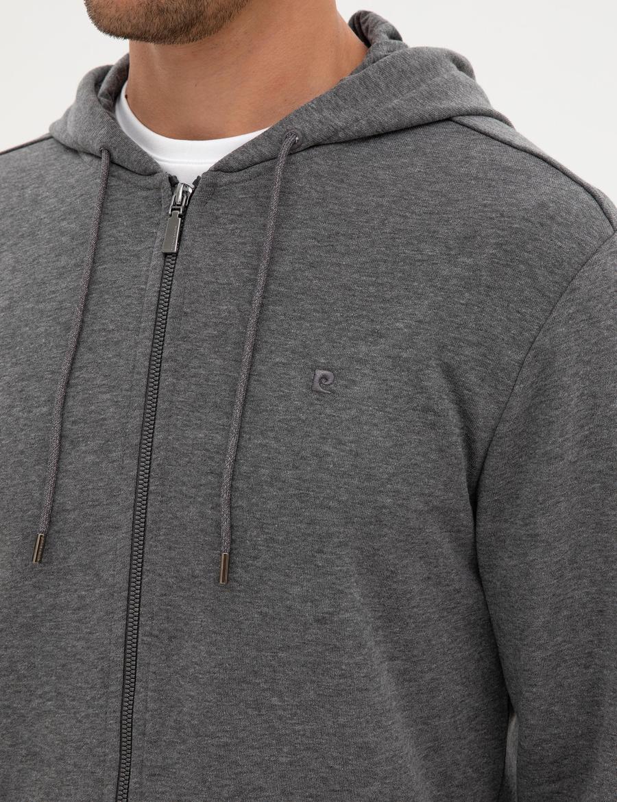 Antrasit Melanj Regular Fit Örme Hırka