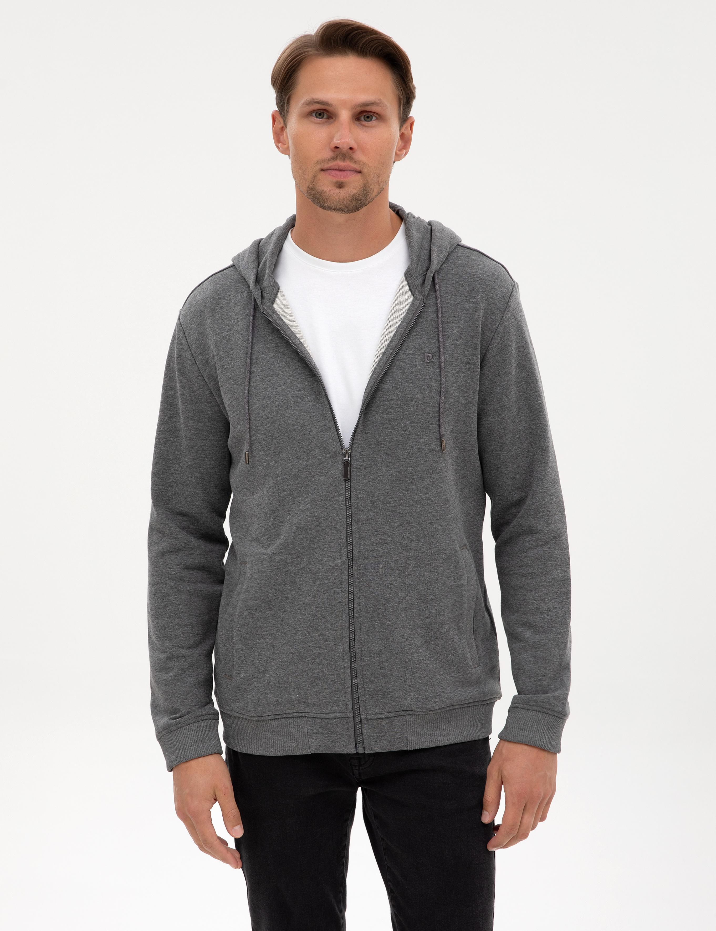 Antrasit Melanj Regular Fit Örme Hırka