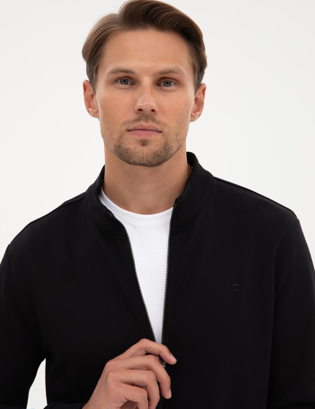 Siyah Regular Fit Örme Hırka - 50317668011