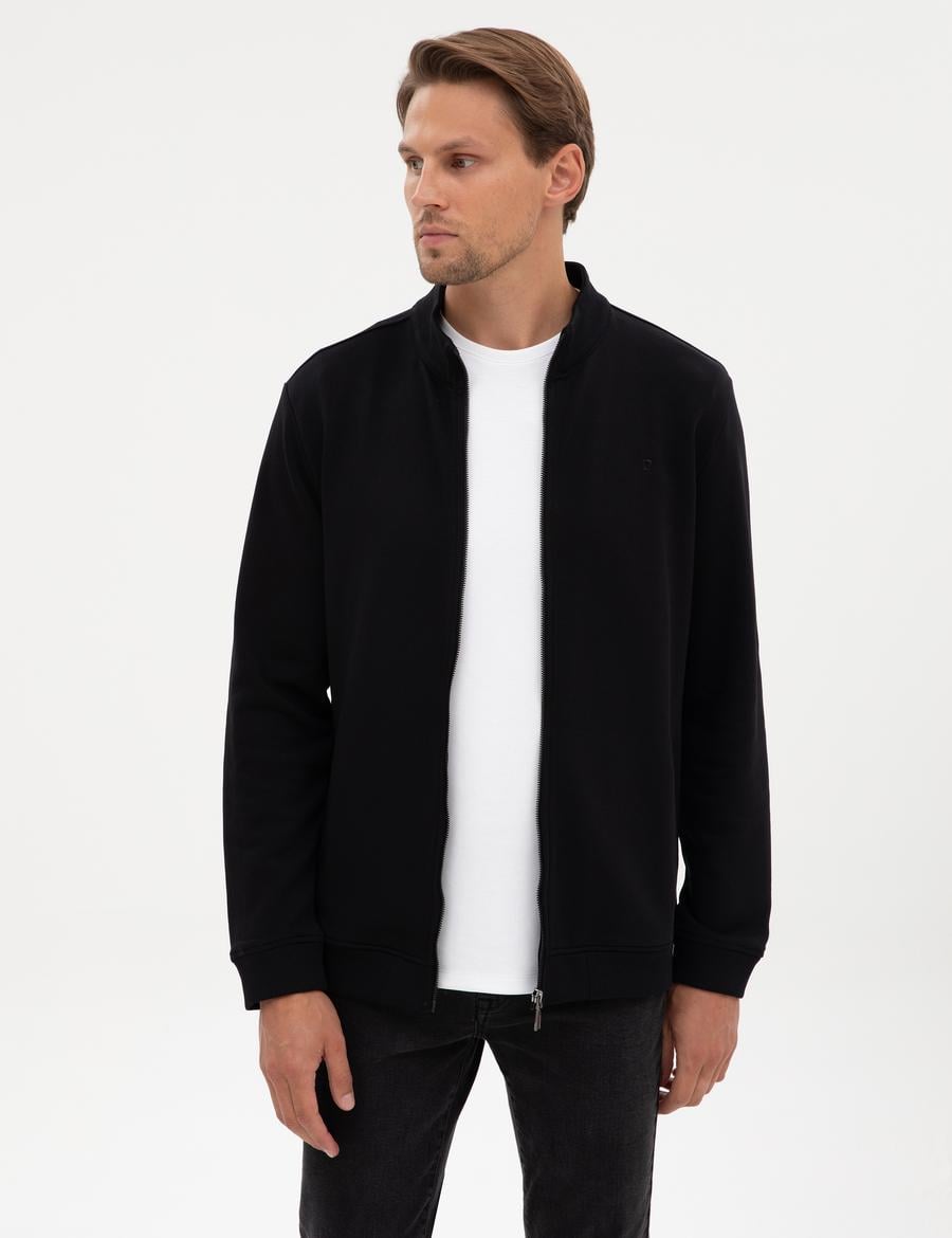 Siyah Regular Fit Örme Hırka