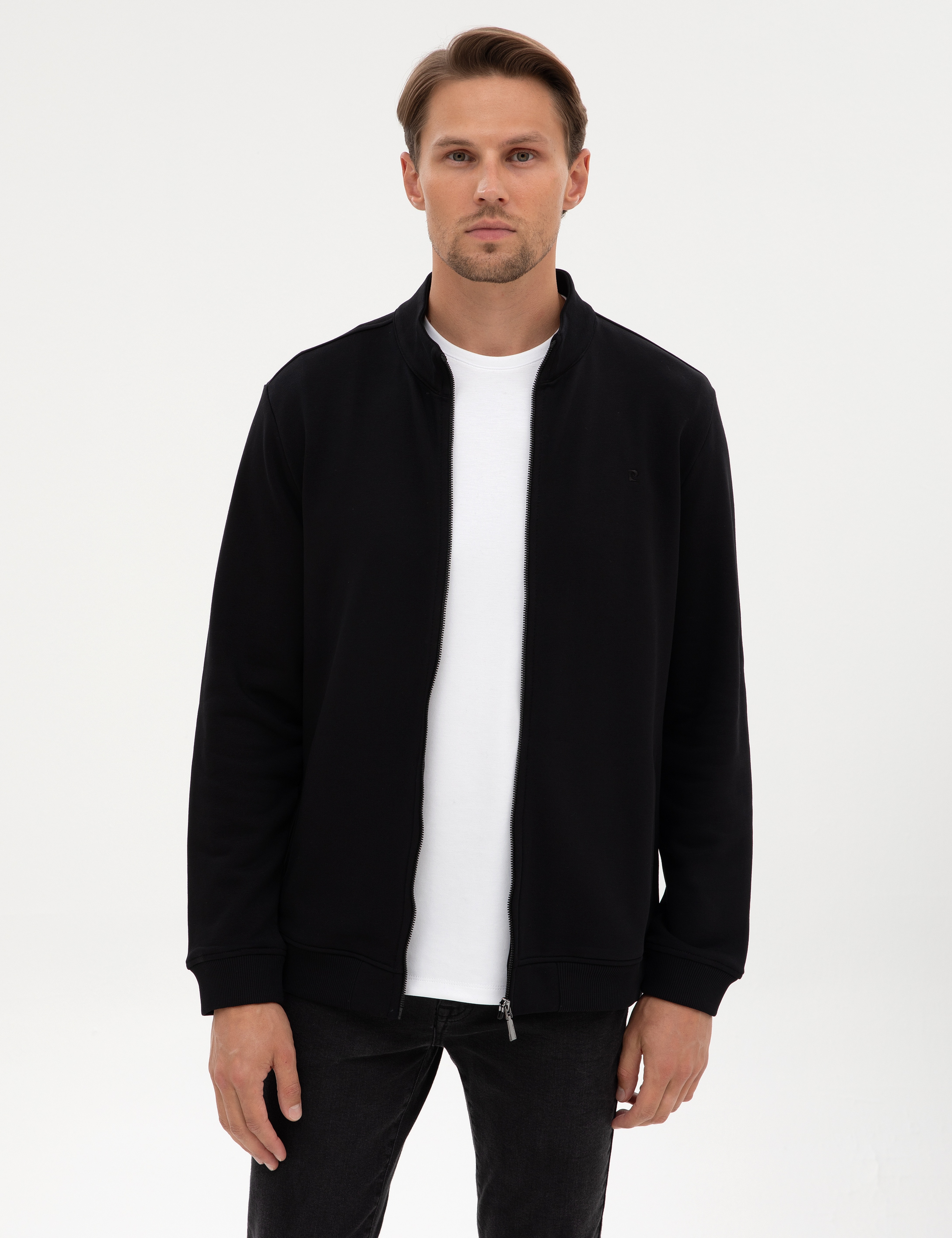 Siyah Regular Fit Örme Hırka - Image 3