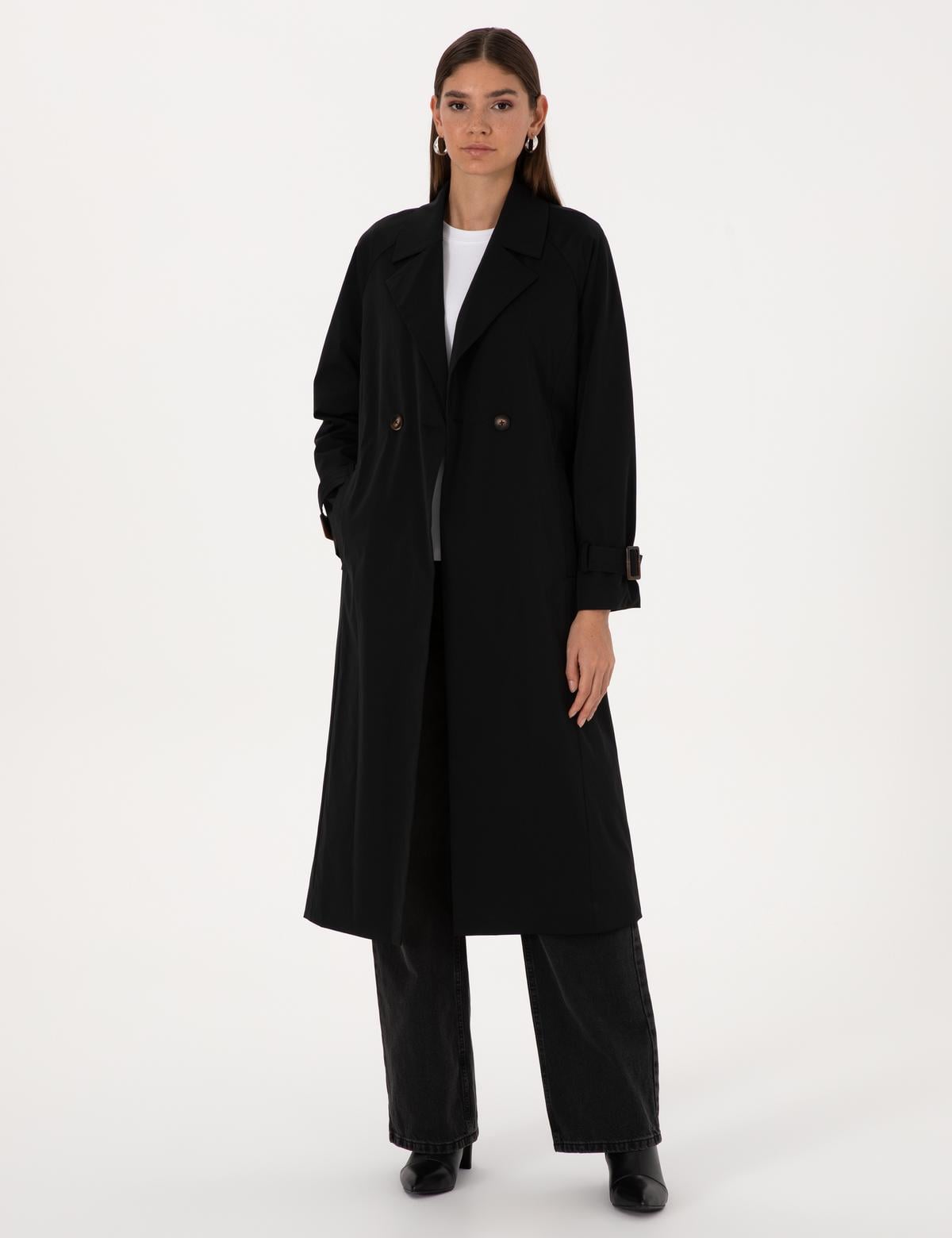 Siyah Kemerli Trençkot - 50314043010