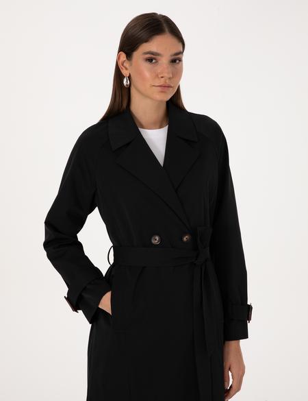 Siyah Kemerli Trençkot - 50314043010