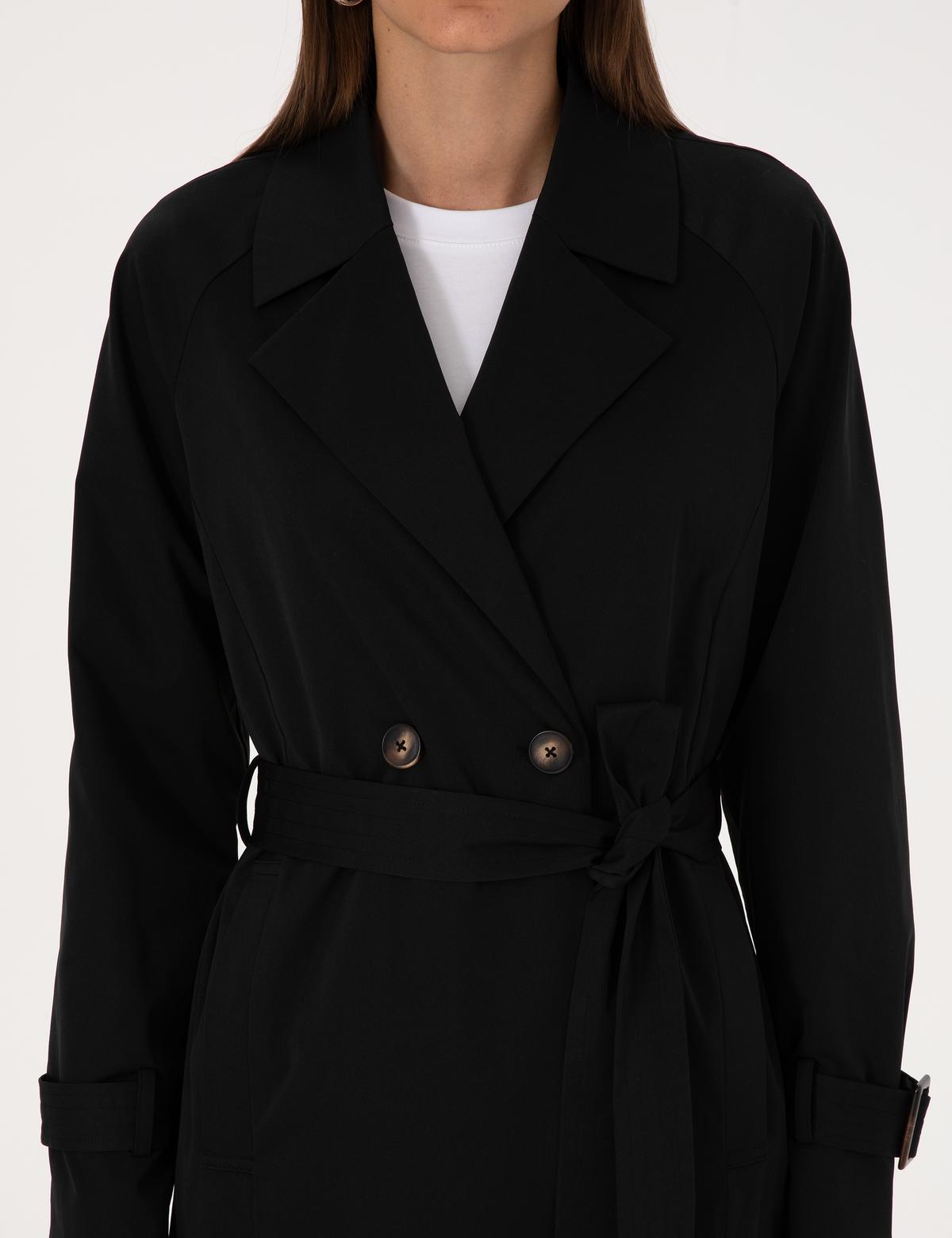 Siyah Kemerli Trençkot - 50314043010