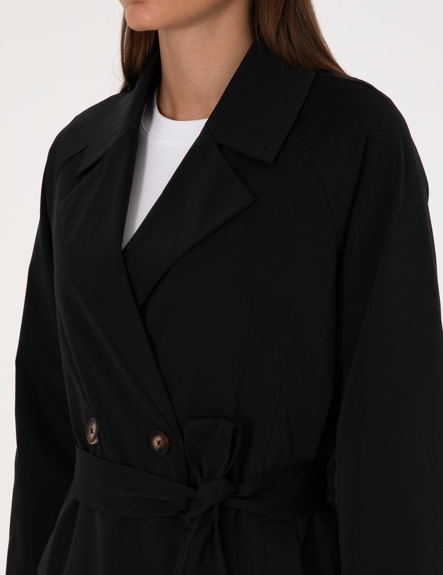 Siyah Kemerli Trençkot