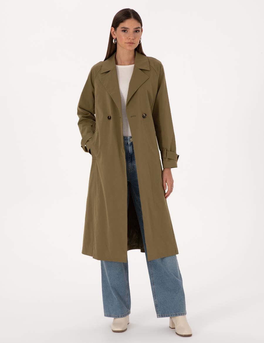 Haki Kemerli Trençkot