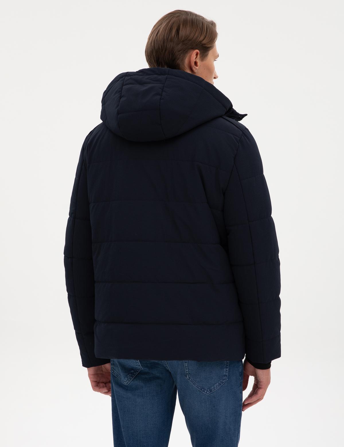 Lacivert Kapüşonlu Mont - 50313544024