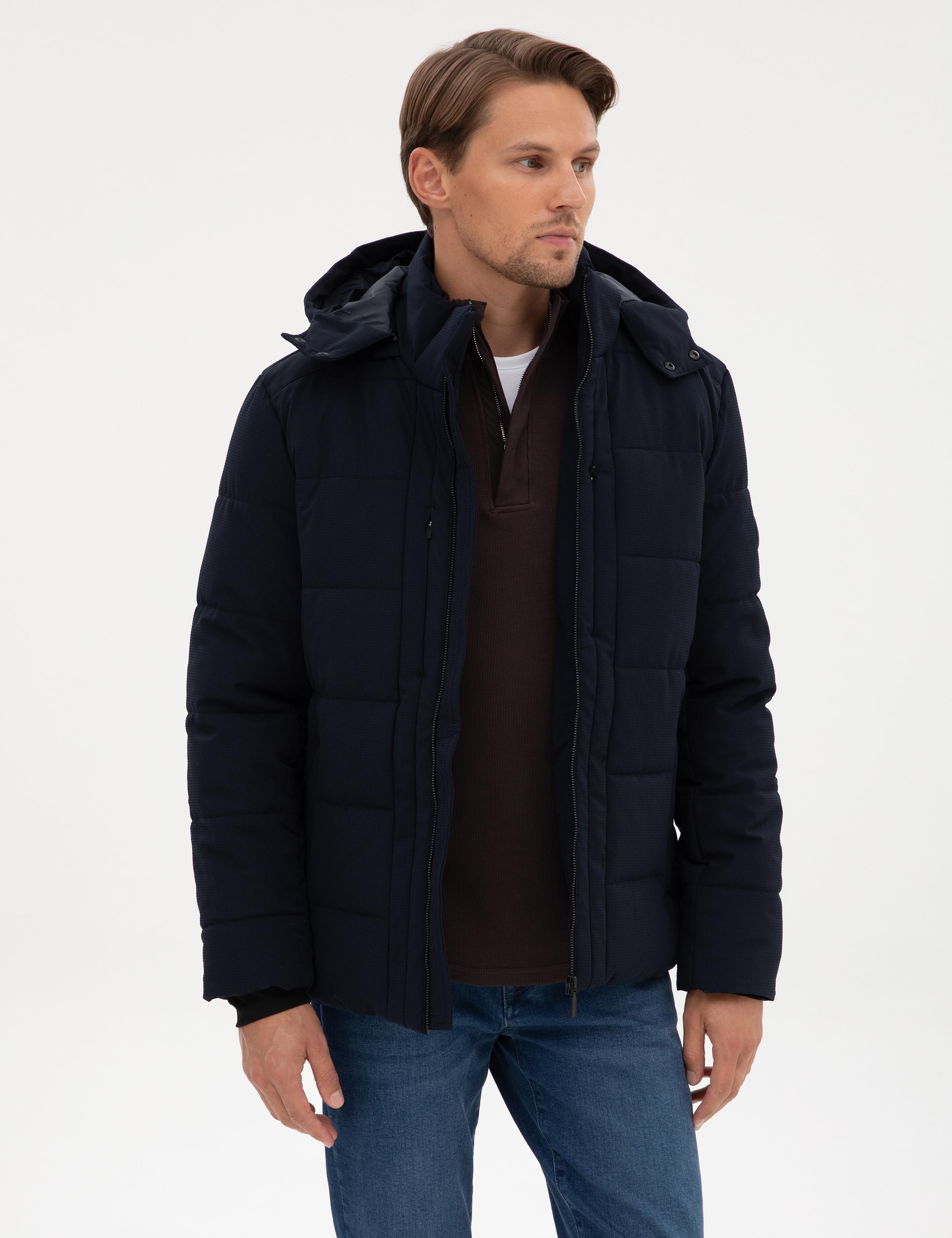 Lacivert Kapüşonlu Mont