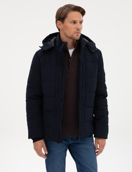 Lacivert Kapüşonlu Mont - 50313544024