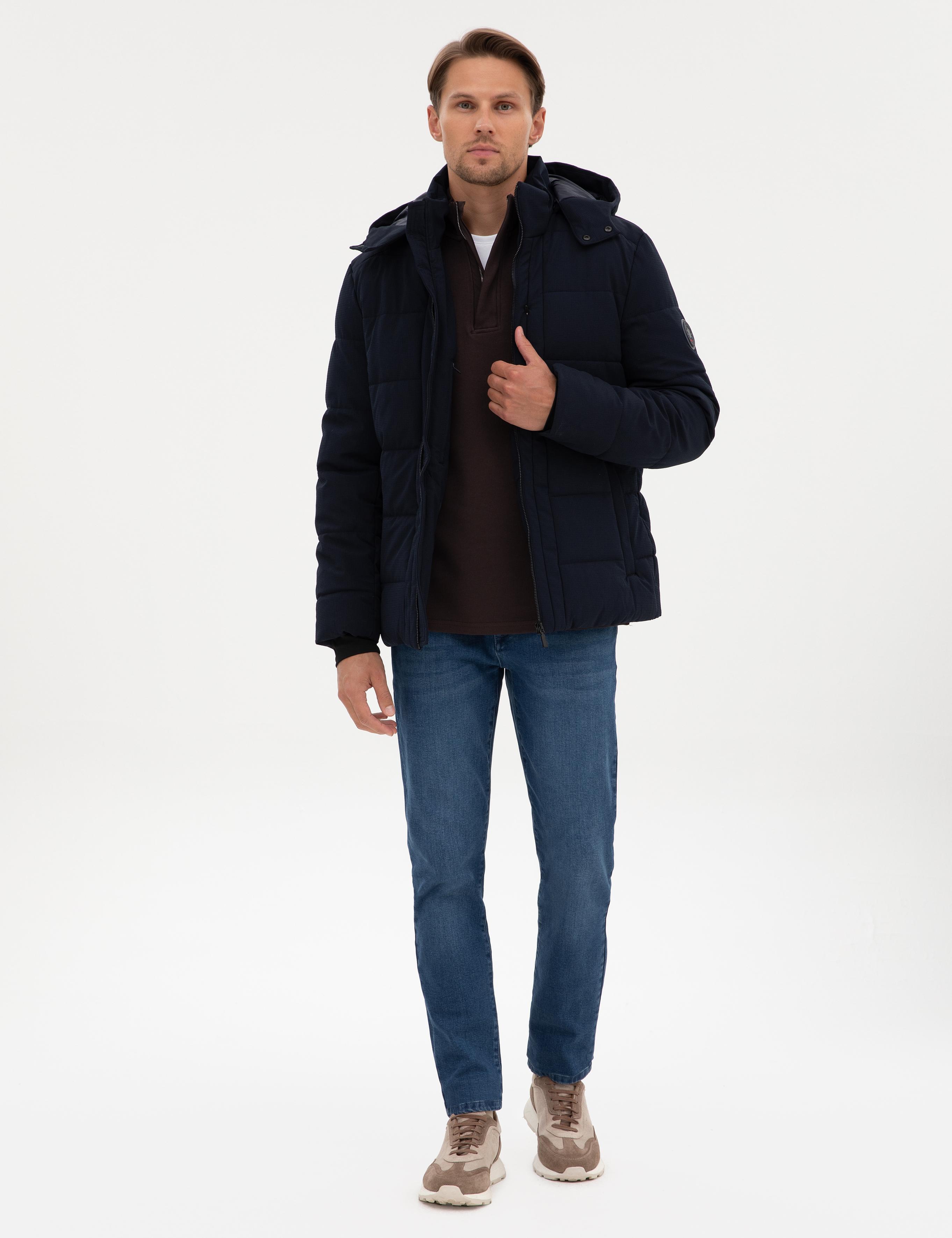 Lacivert Kapüşonlu Mont