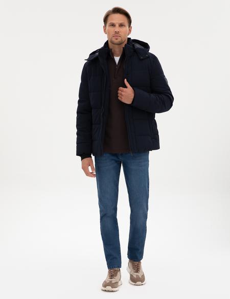 Lacivert Kapüşonlu Mont - 50313544024