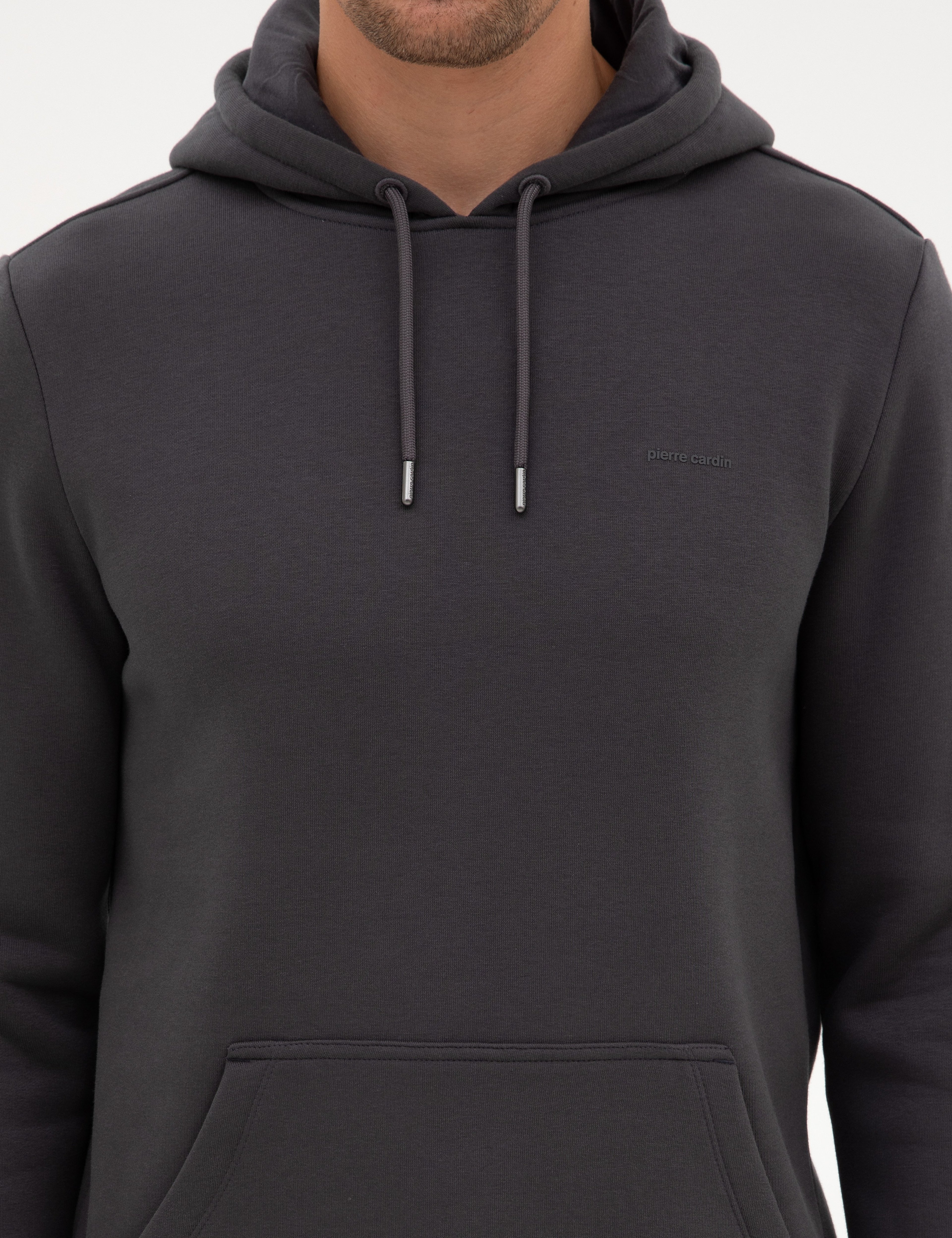Antrasit 2 İplik Regular Fit Kapüşonlu Basic Sweatshirt