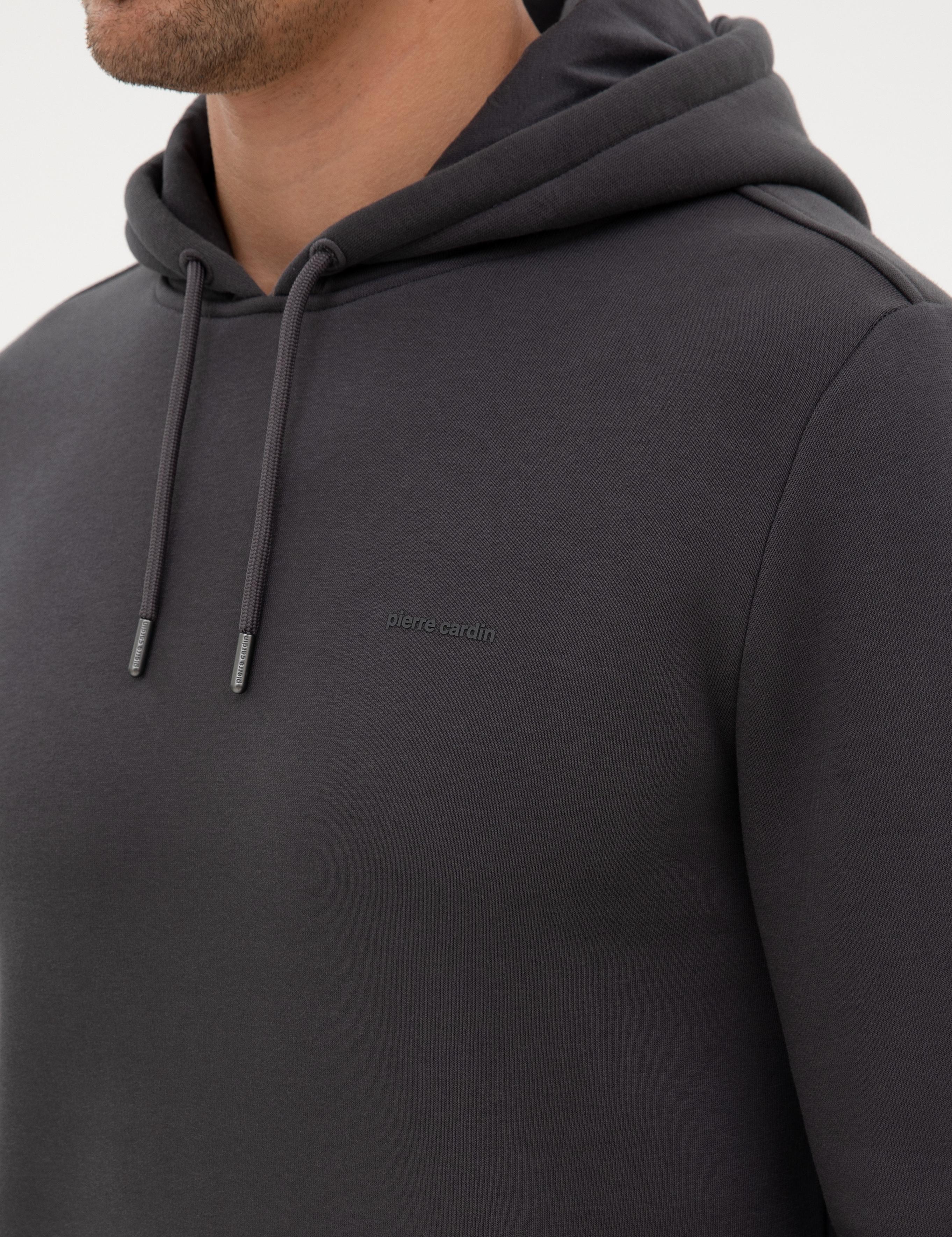 Antrasit 2 İplik Regular Fit İçi Polarlı Kapüşonlu Basic Sweatshirt