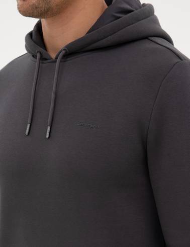 Antrasit 2 İplik Regular Fit Kapüşonlu Basic Sweatshirt