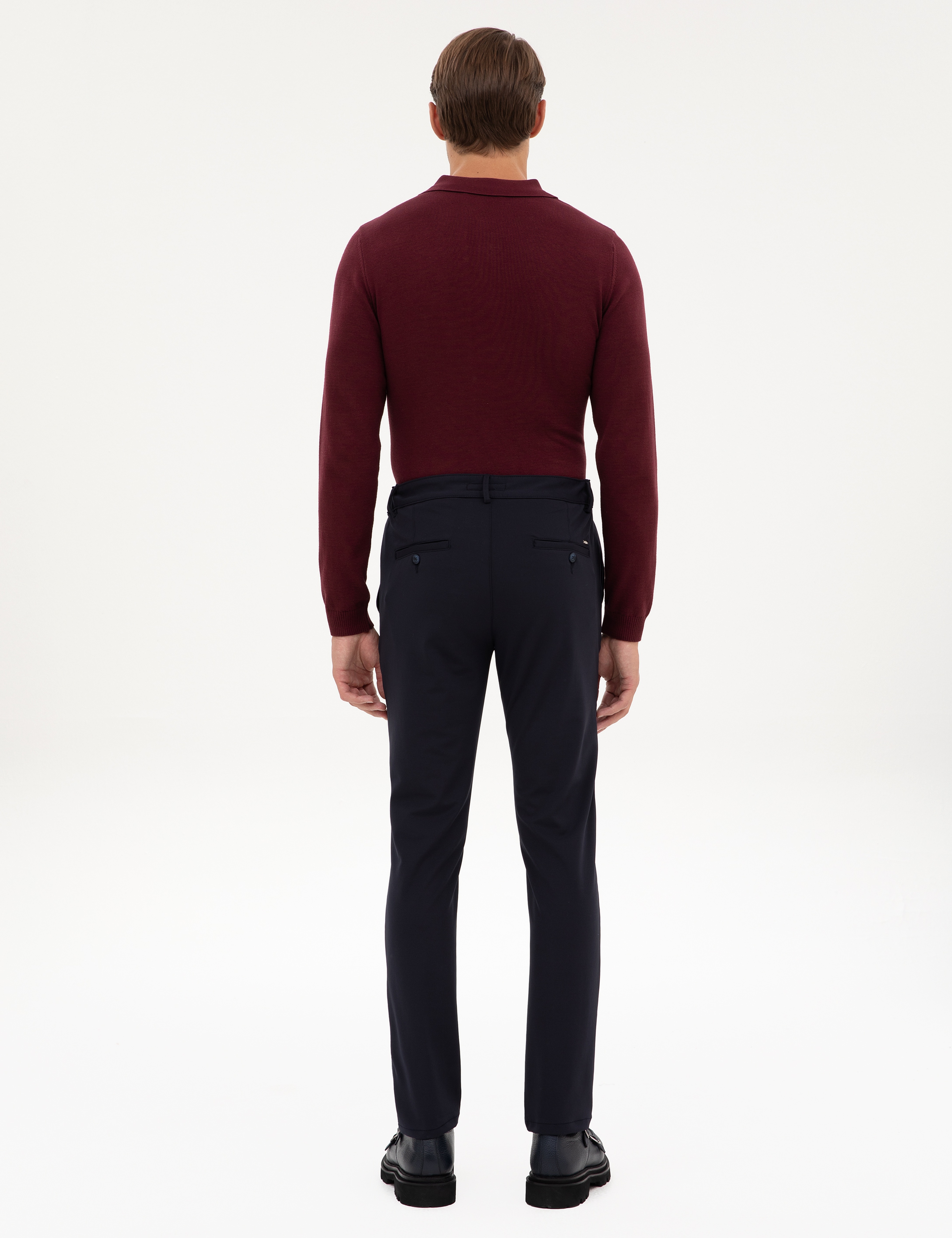 Lacivert Slim Fit Beli Lastikli Kordonlu Jogger Kanvas Pantolon