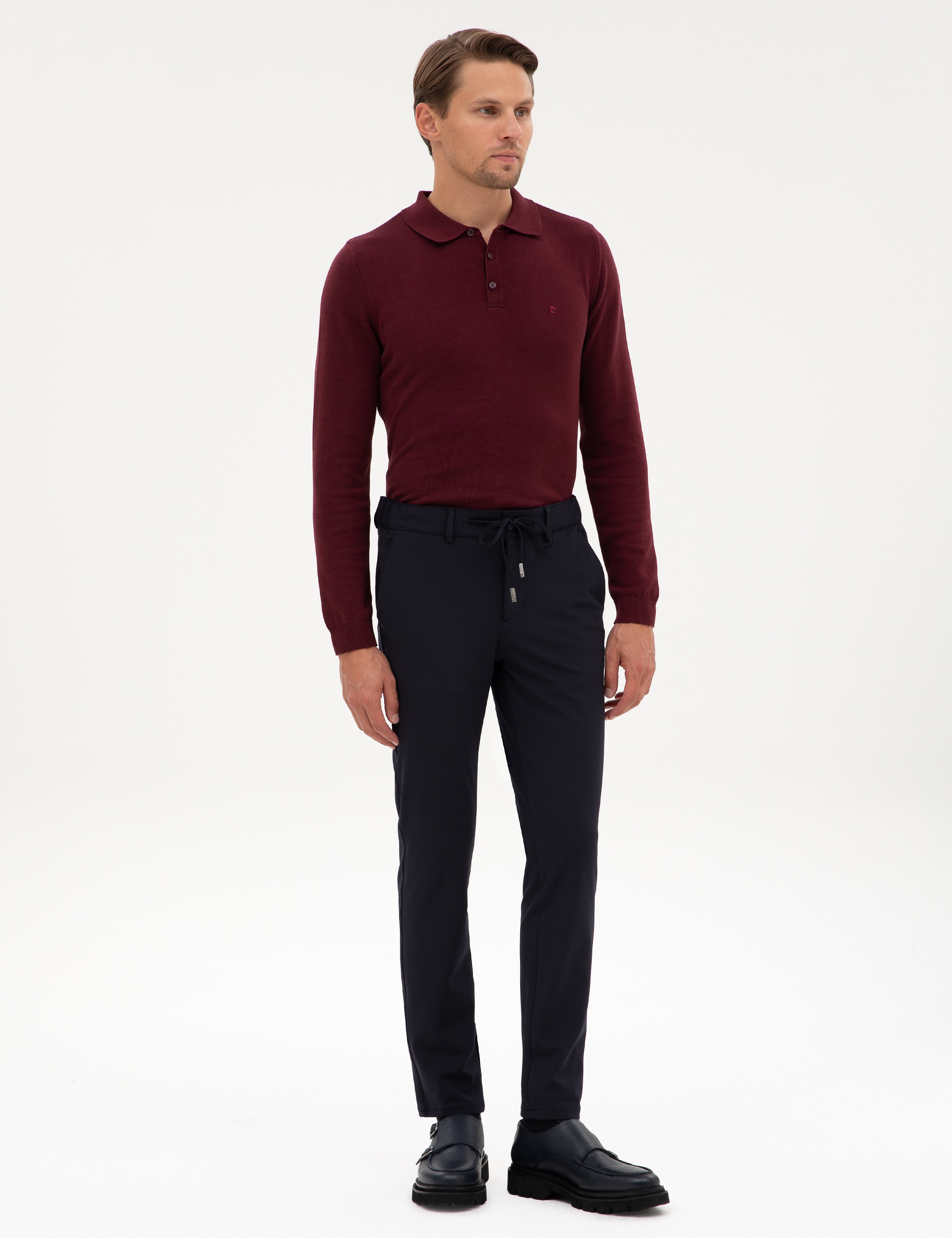 Lacivert Slim Fit Beli Lastikli Kordonlu Jogger Kanvas Pantolon - Image 3