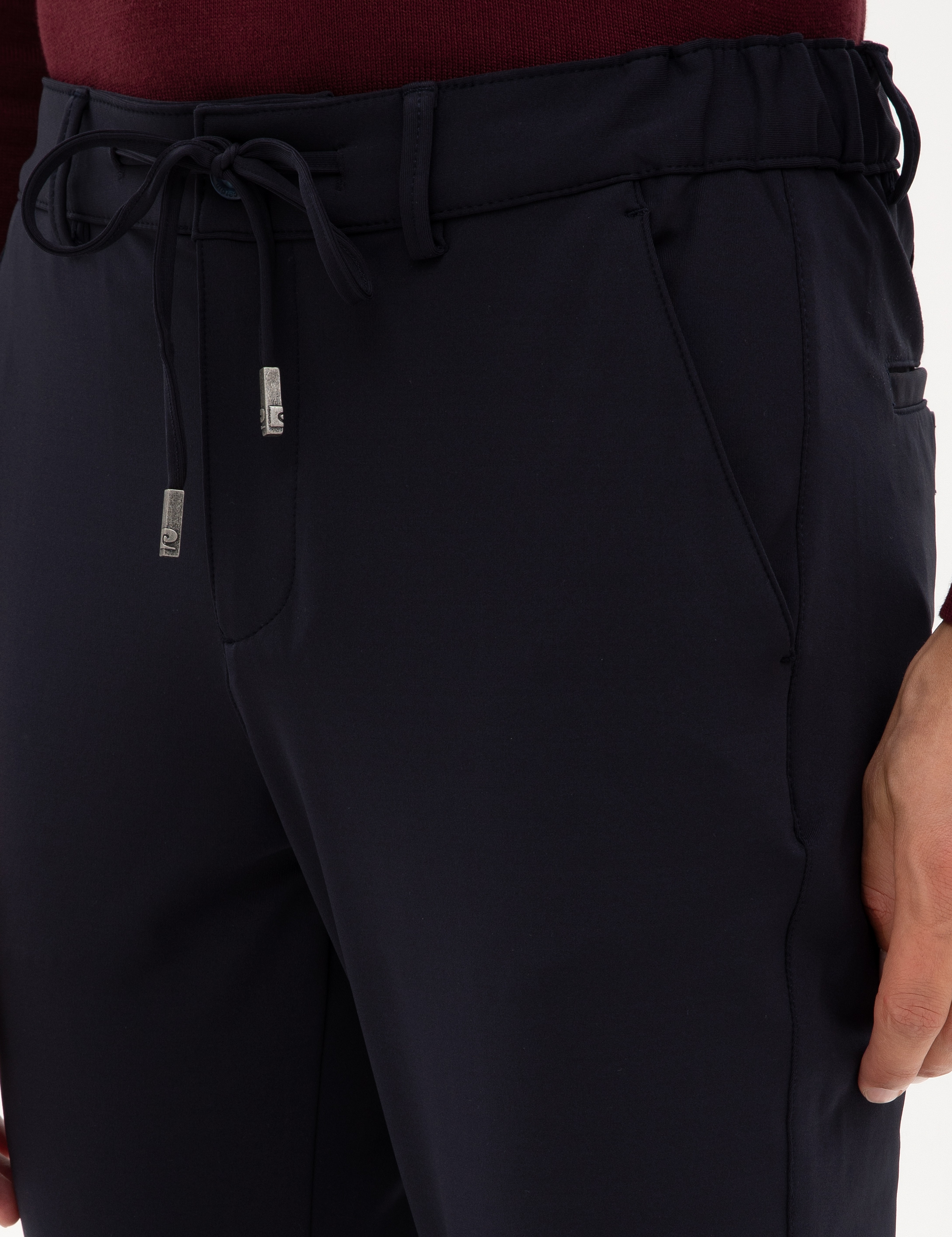 Lacivert Slim Fit Beli Lastikli Kordonlu Jogger Kanvas Pantolon - Image 5