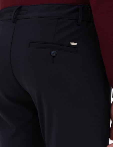 Lacivert Slim Fit Beli Lastikli Kordonlu Jogger Kanvas Pantolon - 50317281058