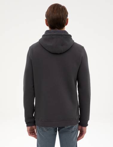 Antrasit 2 İplik Regular Fit Kapüşonlu Basic Sweatshirt