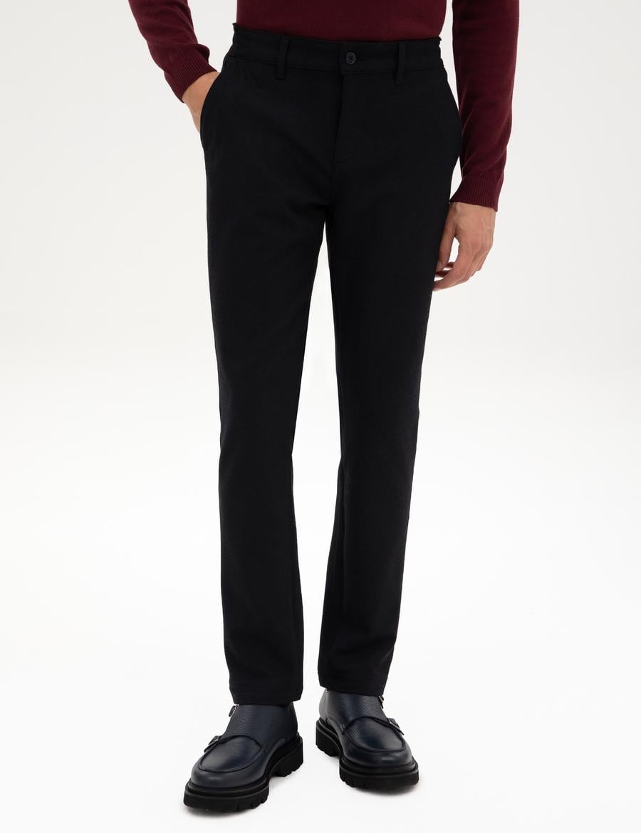 Lacivert Slim Fit Kanvas Pantolon