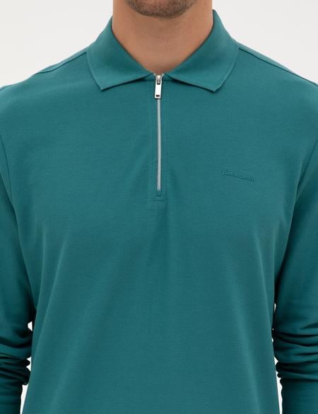 Zümrüt Slim Fit Kıvrılmaz Fermuarlı Polo Yaka Basic Pike Sweatshirt - 50314046067