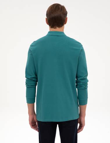 Zümrüt Slim Fit Kıvrılmaz Fermuarlı Polo Yaka Basic Pike Sweatshirt