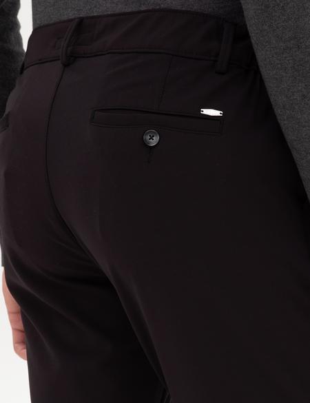 Siyah Slim Fit Beli Lastikli Kordonlu Jogger Kanvas Pantolon - 50317281130