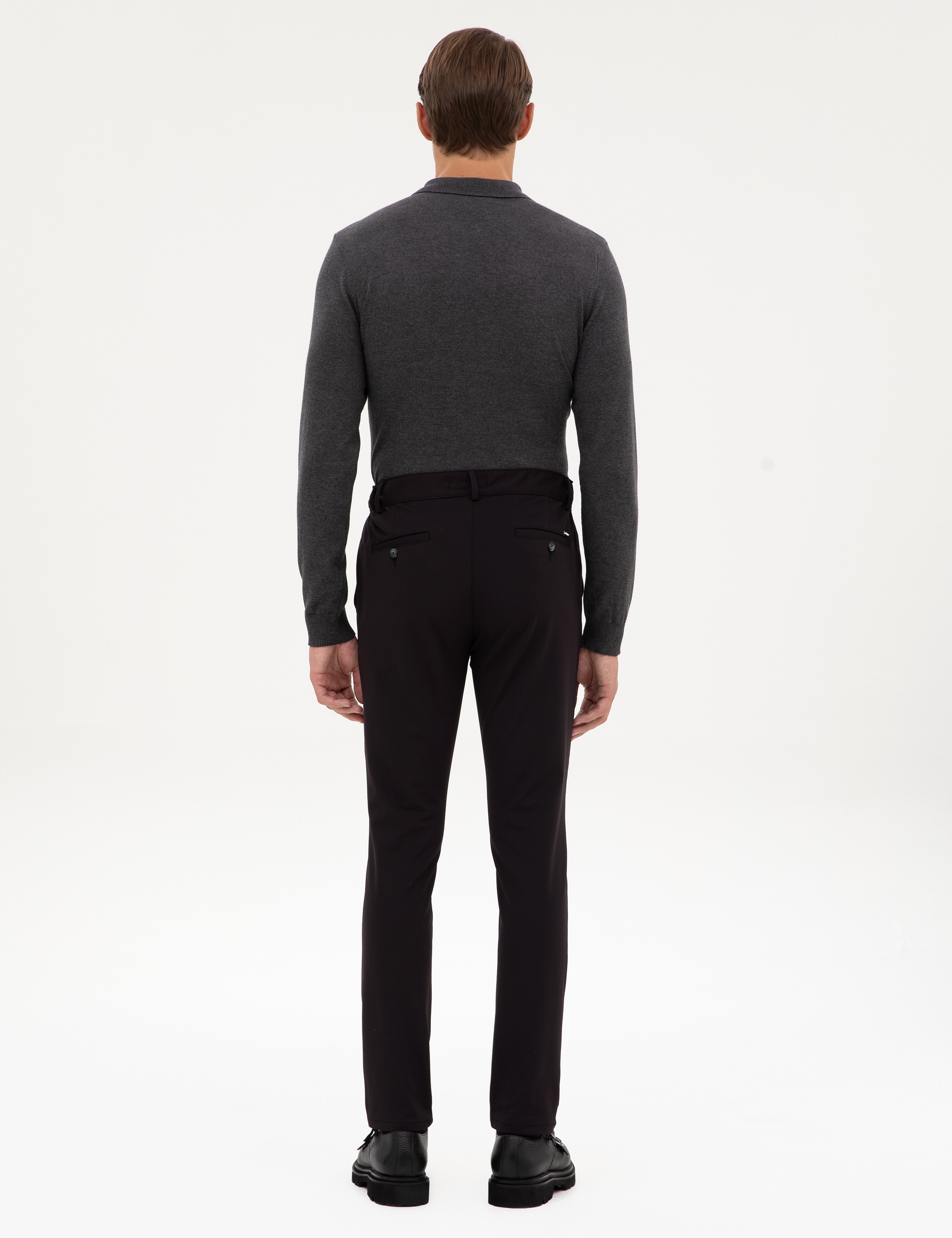 Siyah Slim Fit Beli Lastikli Kordonlu Jogger Kanvas Pantolon - Image 4