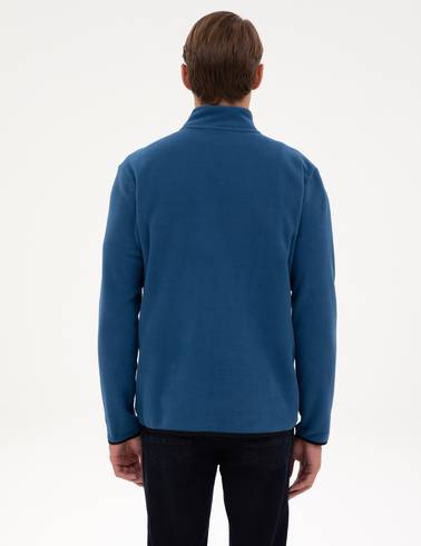 Açık Lacivert Regular Fit Yarım Fermuarlı Polar Sweatshirt