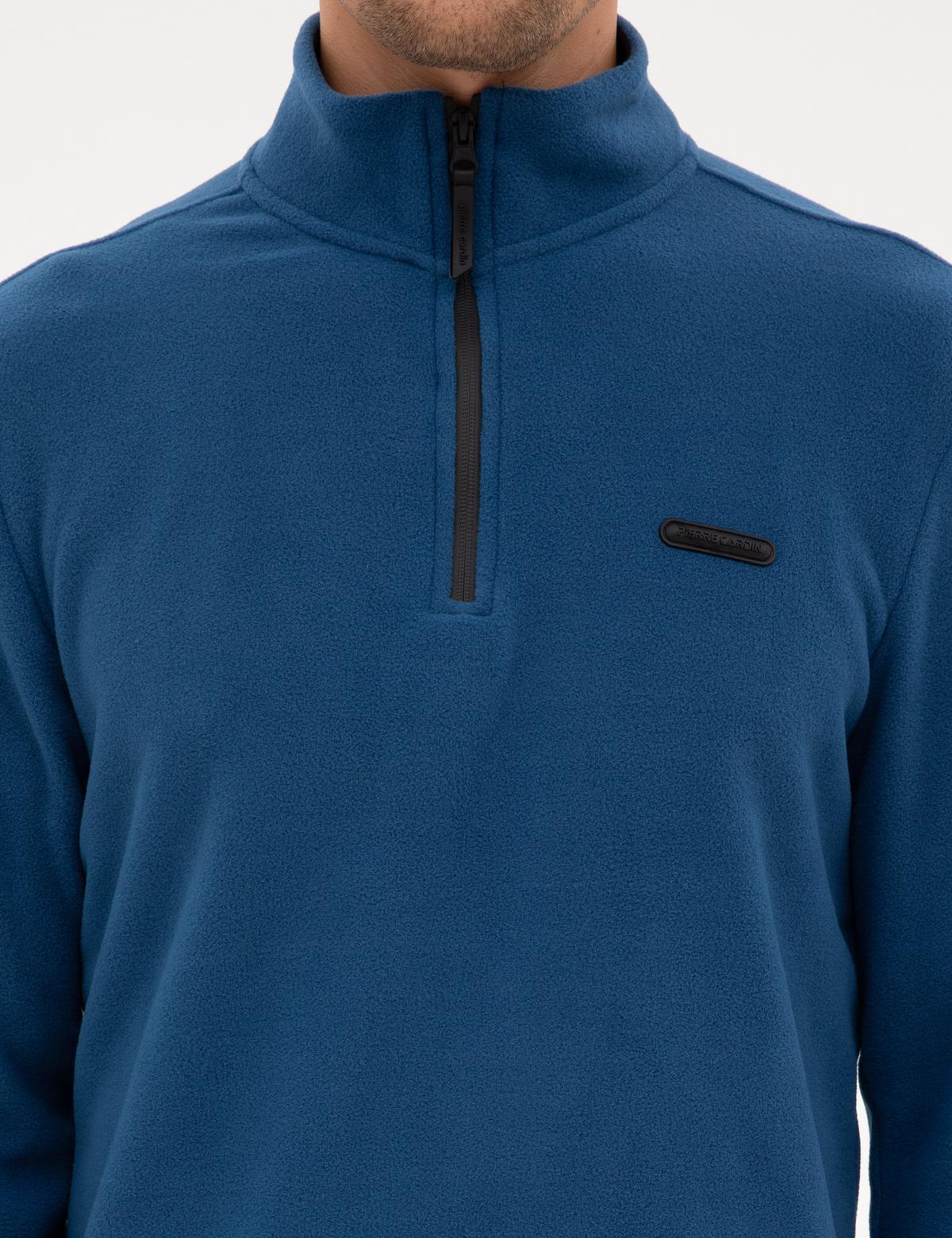 Açık Lacivert Regular Fit Yarım Fermuarlı Polar Sweatshirt - 50314056134